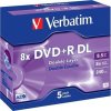 VERBATIM DVD+R(5-pack)DoubleLayer/Jewel/8x/8,5GB