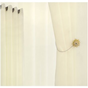 Jednofarebná záclona - krémová - vlastný rozmer Uchytenie závesu: Dekoračné  krúžky čierne, Šírka záclony: 250cm od 32,5 € - Heureka.sk