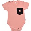 Baby Nellys Bavlnené rebrované body s kapsičkou, kr. rukáv, Summer Boy, marhuľové 56 (1-2m)