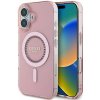 Guess IML Rhinestones Ring MagSafe Zadní Kryt pro iPhone 16 Pink GUHMP16SPFTDTEP