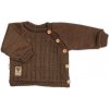 Baby Nellys Rastúci pletený svetrík a nohavice s vreckom Hand Made 2D, Nature čokoládová