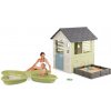 Set domček s pieskoviskom a záhradkou 2v1 Square Playhouse Life Smoby rozšíriteľný a pieskovisko Motýľ s vodotryskom