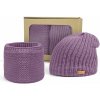 Bontis Darčekové balenie Dámska padnutá čiapka a nákrčník Púdrovo fialková