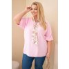 Fashionweek Dámska blúzka Plus Size viskóza so šatkou K71741 Farba: Ružová, Veľkosť: Universal
