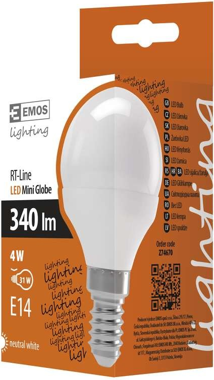 Emos LED žiarovka Classic mini globe 4W E14 neutrálna biela