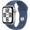 Apple Watch SE GPS 44mm Silver Aluminium Case with Denim Sport Band - M/L