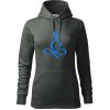 Yoga - lotus modrý (Moňas) - Mikina dámská Cape s kapucí - XS ( Tm. bridlica (šedozelená) )