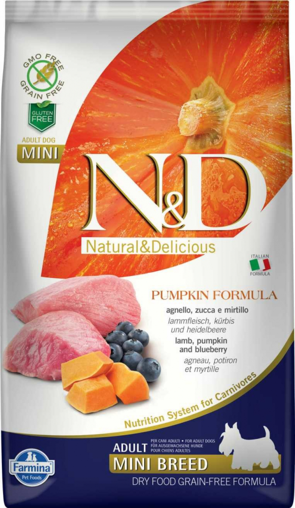 N&D Pumpkin Dog GF Adult Mini Lamb & Blueberry 7 kg