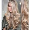 CLIP IN pás 60-63 cm, 100% ľudské vlasy, vlnitý - platina / svetlo hnedá