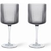 Ferm Living Pohár na červené víno Ripple Smoked Grey – set 2 ks