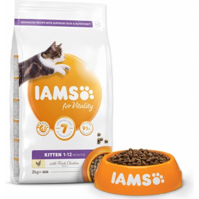 IAMS Cat Kitten Chicken Hmotnosť balenia: 2 kg Darček k 10kg baleniu 4x kapsička pre mačky Cat Naturally