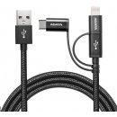 Adata AMCL23IN1-100CMK-CBK USB A 2.0, 3v1, microUSB   USB-C   Lightning, 100cm, černý