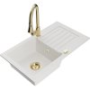 Mexen Pablo, 1-komorový granitový drez 752x436x161 mm a drezová batéria Elia, biela, 6510-20-670101-50