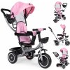 EcoToys Trojkolka 2v1, otočné sedadlo - ružová ECOTOYS