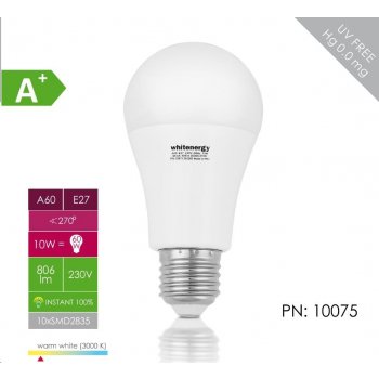 Whitenergy Led žiarovka SMD2835 A60 E27 10W biela mliečna