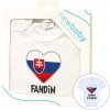Body s potlačou New Baby Fandím s ocinom biele - darčekové balenie - 86 (12-18m)