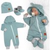Rastúci teplákový overal pre bábätko čiapka topánočky D Nature mätovošedý