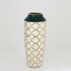 Eurolamp | Keramická váza 31x12,5 cm biela/zlatá/zelená | EU0503