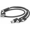 Gembird CC-USB2-AM31-1M USB charging combo 3-in-1, 1m, černý