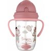 Canpol babies Nevylievací hrnček so slamkou a závažím 270ml BONJOUR PARIS ružový