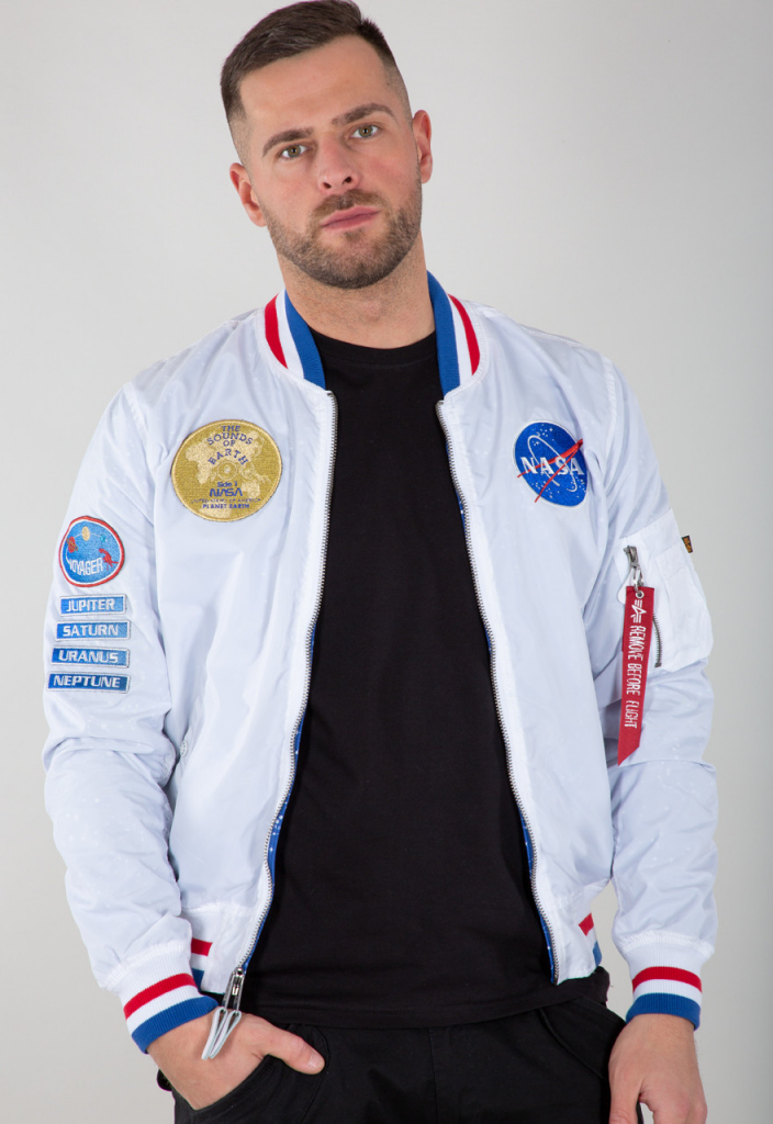 Alpha Industries obojstranná bunda pánska MA-1 NASA VOYAGER REVERSIBLE white biela