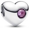 PANDORA gravírovateľná korálka Srdce s fialovým krištáľom 794161C02