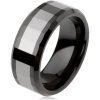 Šperky eshop - Lesklý volfrámový prsteň, dvojfarebný, geometricky brúsený povrch AB34.05 - Veľkosť: 57 mm