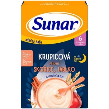 Sunar mliečna krupicová kaša na dobrú noc škorice jablko 210 g