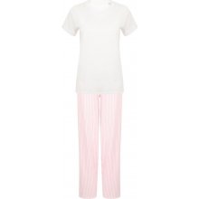 Towel City Dámske dlhé bavlnené pyžamo v sade Biela ružová