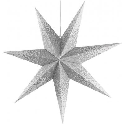 Vianočné osvetlenie EMOS LED hviezda papierová závesná so striebornými trblietkami v strede, biela, 60 cm, vnútorná (DCAZ08)