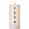 SIRIUS LED sviečka na batérie Sille Advent s číslami, Ø 7 × 15 cm, biela/čierna