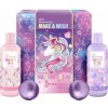 Baylis & Harding Beauticology Unicorn Candy sprchový gél 250 ml + Strawberry Candy pena do kúpeľa 250 ml + Unicorn Candy bomba do kúpeľa 120 g + Strawberry Candy bomba do kúpeľa 120 g kozmetická sada