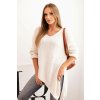 Fashionweek Dámsky asymetrický sveter z vlny Plus Size s výstrihom do V K1925 Farba: krémová, Veľkosť: Universal