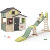Set domček Priateľov s plnými dverami a šmykľavka 2v1 Friends Evo Life Playhouse Smoby rozšíriteľný s nastaviteľnou dĺžkou šmyku 1,5 - 3,6 m