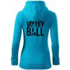 Volleyball nápis - Mikina dámska trendy zipper s kapucňou - 2XL ( Svetlý tyrkys )