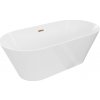 MEXEN/S - Luna Slim voľne stojaca vaňa 170 x 75, biela, sifón a prepad ružové zlato 52041707500-60