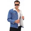 MEGAMAN bunda pánská HJ-3000 riflová, jeans, džíska, kožíšek L jeans