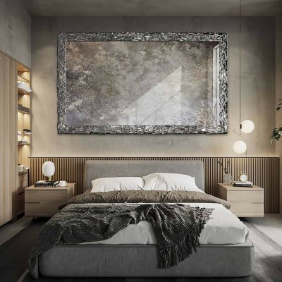 Alfaram Elegantné nástenné zrkadlo v striebornom ráme s postaršenou zrkadlovou plochou – CLAUDE SILVER 90x190