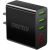 Sieťová nabíjačka Choetech C0026, americká zástrčka, 3x USB-C s digitálnym displejom 15 W (čierna) C0026