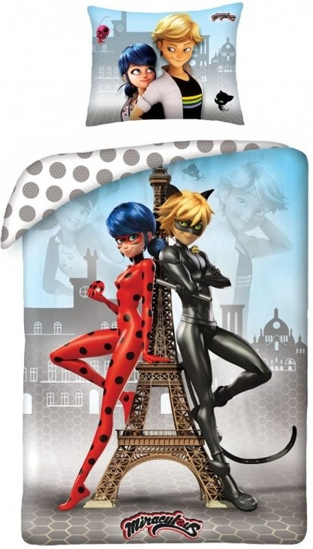 Halantex obliečky Čarovná lienka a Čierny kocúr Miraculous Ladybug & Cat Noir 100% bavlna 70x90 140x200