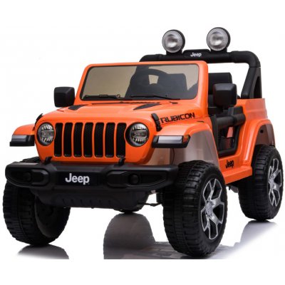 JOKO Elektrické autíčko JEEP Wrangler Rubicon 4x4, penové kolesá, kožené sedadlo, FM rádio, oranžové