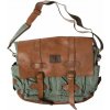OldCottonCargo BALTIMORE BAG 7019, ruksak zelený s kožou, 14 l