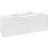 VILLEROY & BOCH Collaro závesná skrinka pod umývadlo na dosku (umývadlo v strede), 4 zásuvky, 1600 x 500 x 548 mm, Glossy White, C12000DH