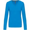KARIBAN VINTAGE V-NECK K382 / Dámske tričko s dlhým rukávom - tropical blue XXL