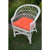Biele prútené kreslo s oranžovou poduškou FO-015 oranž