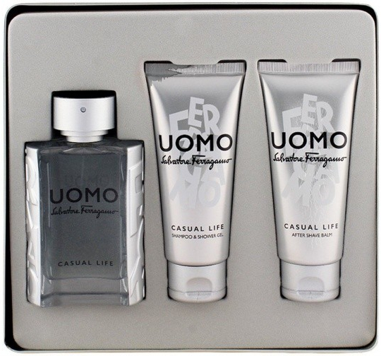 Salvatore Ferragamo Uomo Casual Life EDT 100 ml + sprchový gél 100 ml + balzam po holení 100 ml darčeková sada