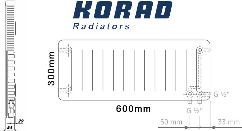 Korad Radiators 11VKP 300 x 600 mm