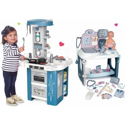 Smoby Set kuchynka s technickým vybavením Tech Edition elektronická so zdravotníckym pultom pre lekára s cikajúcou bábikou