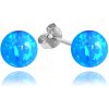 MINET JMAS0151AE08 - Strieborné náušnice guličky so svetlo modrými opálkami 8 mm