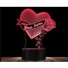 Beling 3D lampa, ruža zo srdcom a venovaním, 7 farebná RE95C